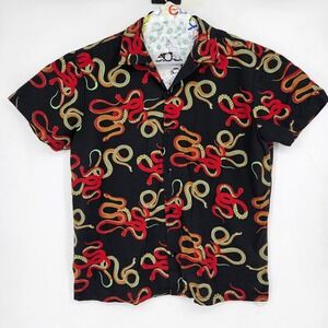 Straight To Hell Shirt Mens XL Snake Dance Blues Short Sleeve Button Up Black
